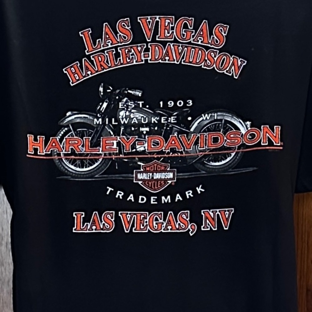 Las Vegas, NV. Harley Davidson Black Men's T-Shirt Biker XLarge